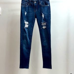 KanCan Dark Wash Distressed Skinny Jeans